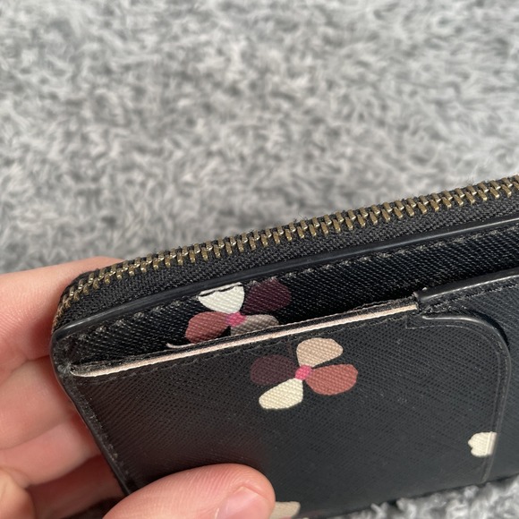 Kate Spade Floral l-zip Card Holder Dusk Buds W/ Keychain Small Wallet - Picture 9 of 16